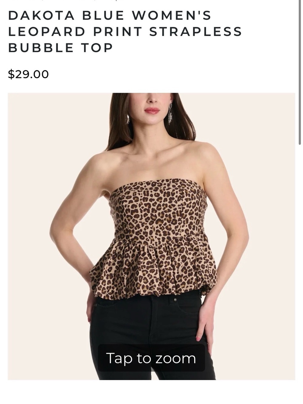 Leopard Print Ruffled Strapless Top - Picture 4 of 4